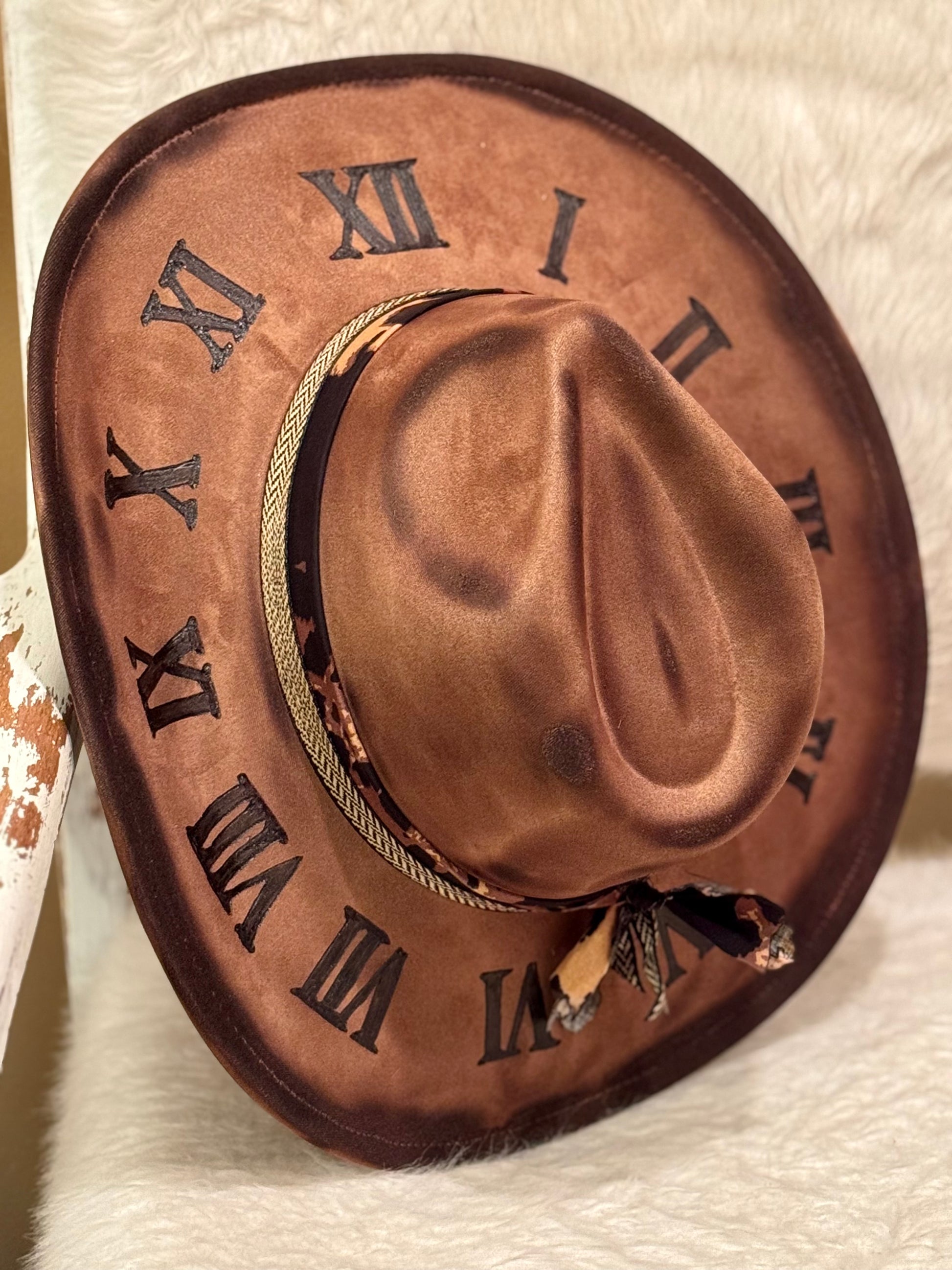 3:00 Whiskey Dusk - Custom Burned Cowboy Hat | Honeybee Hat Co.
