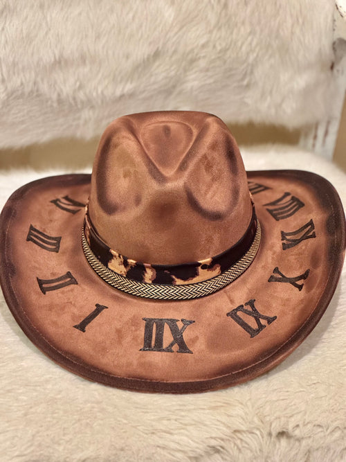 3:00 Whiskey Dusk - Custom Burned Cowboy Hat | Honeybee Hat Co.